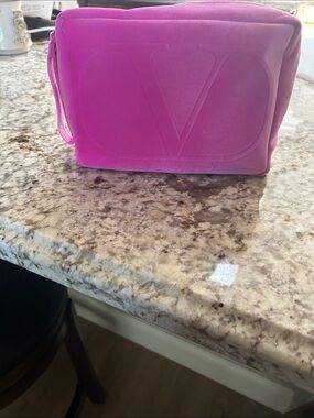 Valentino Hot Pink Embossed V Logo Pouch